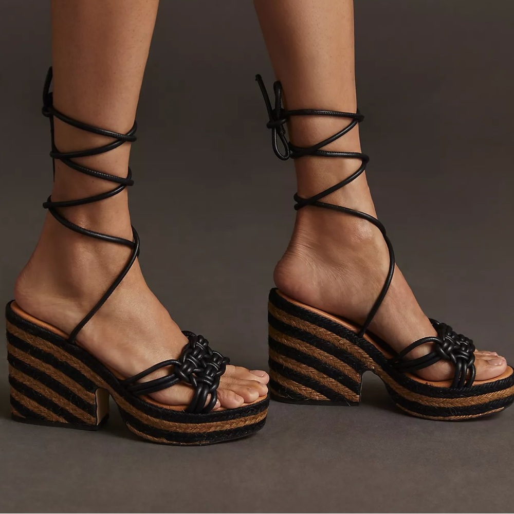 Raffia Platform Heels, Brand new, size 8